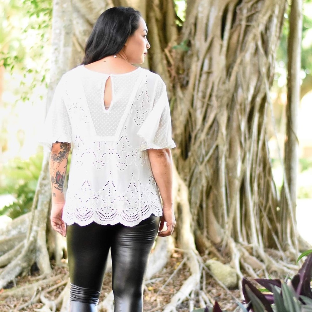 White Eyelet Lace Blouse - Picture 3 of 3